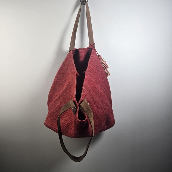 J. Jill Burgundy Shoulder Bag with Tassels - Picture 4 of 5